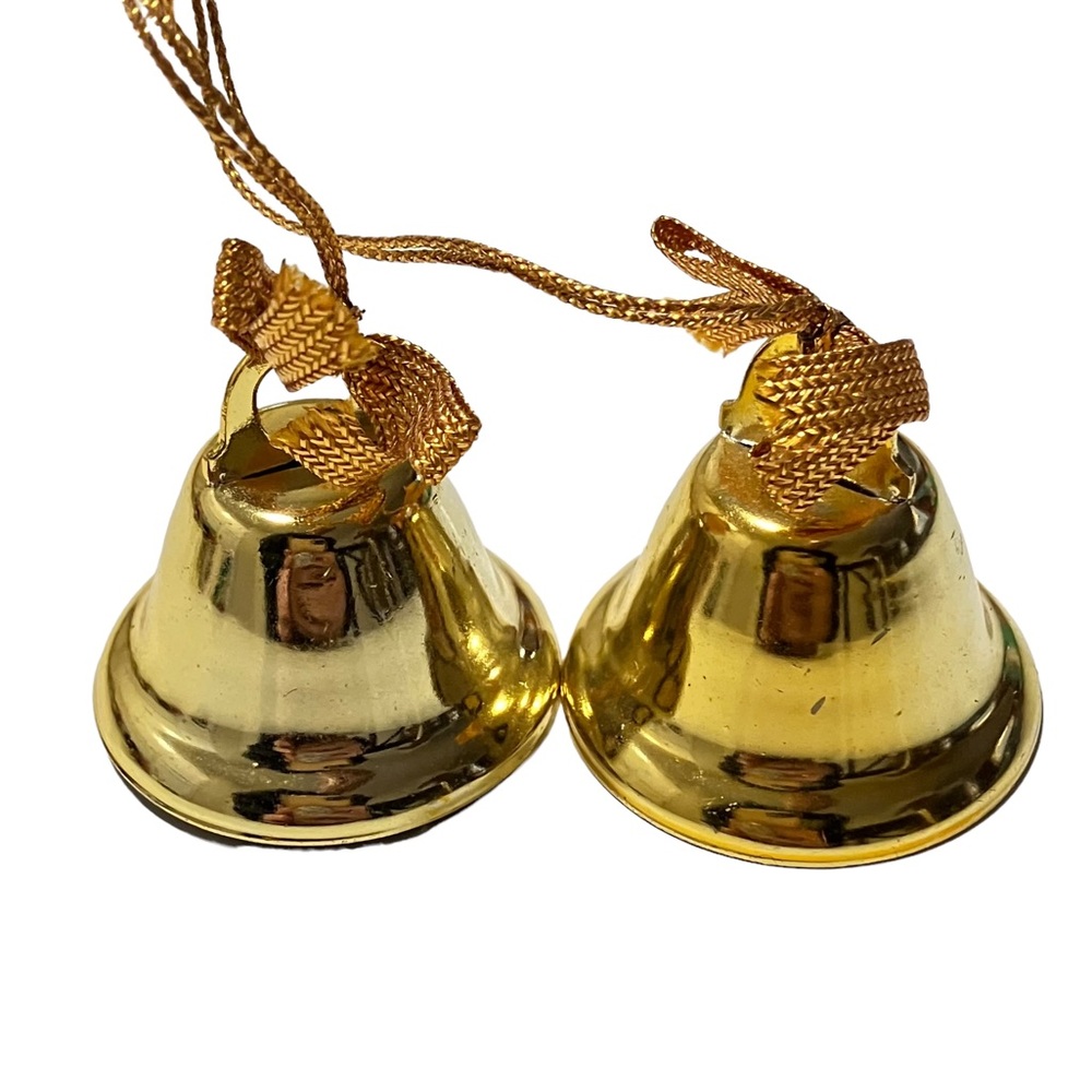 Vintage Gold Bells Christmas Ornaments Made in Japan Lot of 2